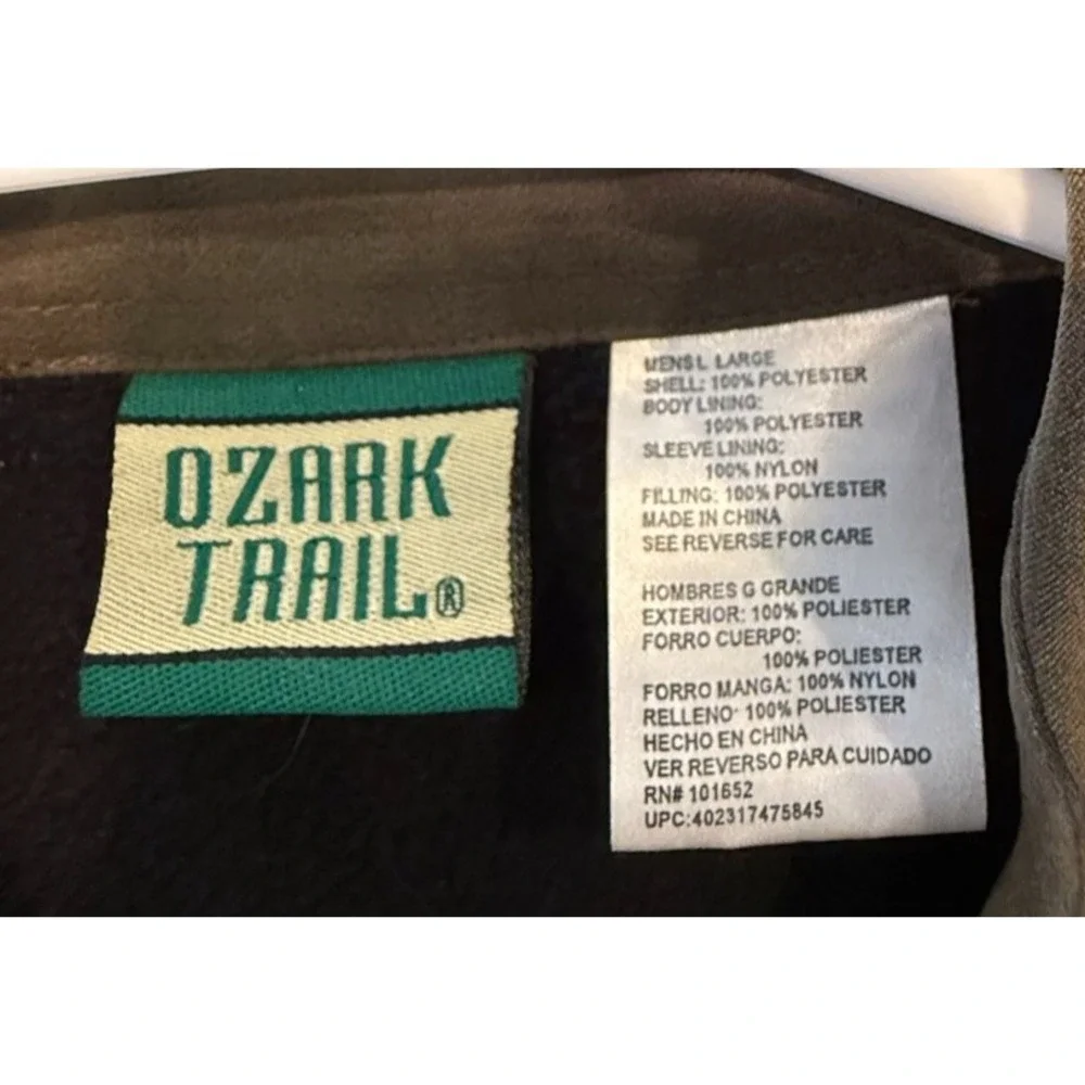 Ozark Trail Men's Large Brown Field Jacket Shirt Jacket Outdoor Utility 100% Pol